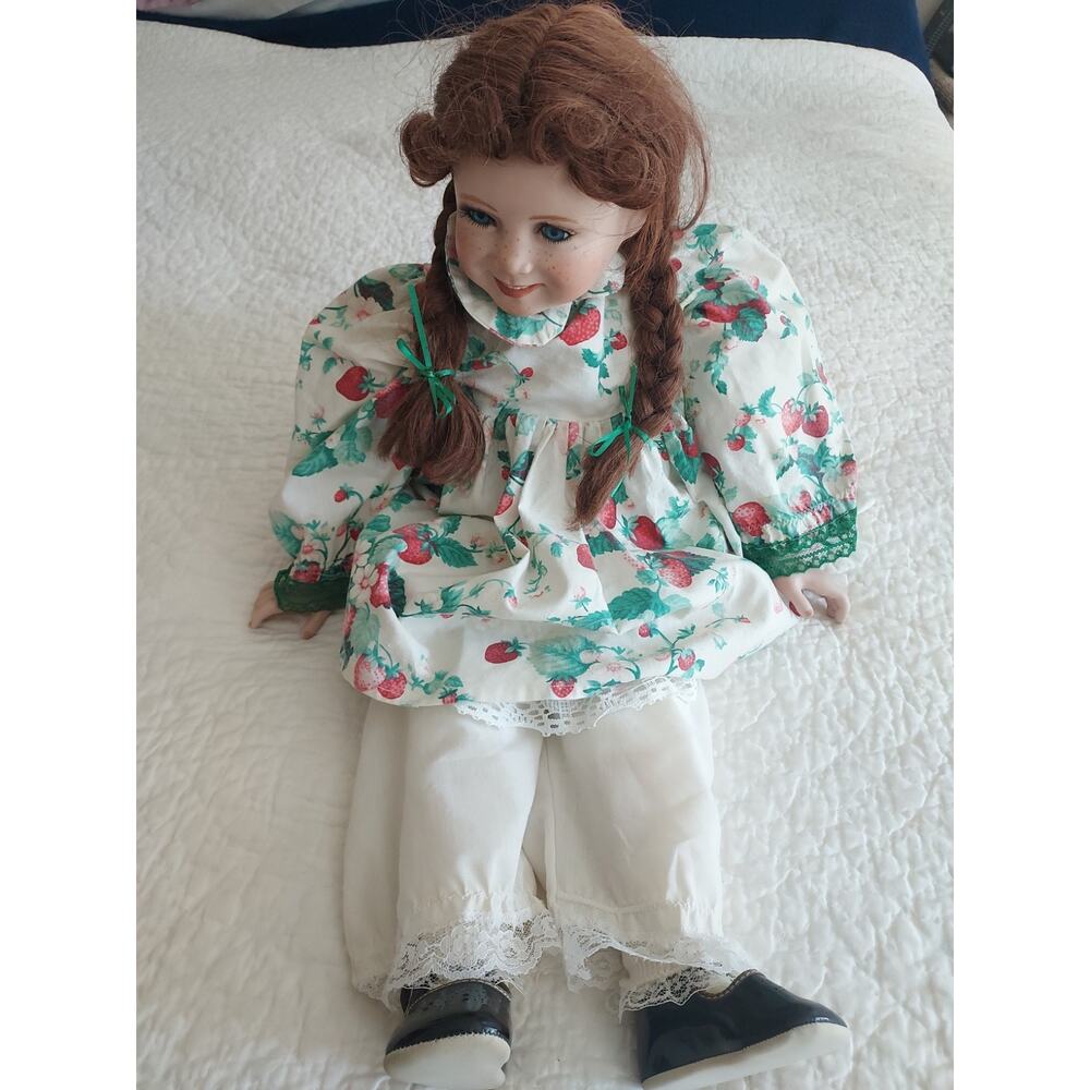 Lrg Porcelain Doll 1990 Heavy well made USA Doris Dufil ?? Artist signed 27" ln